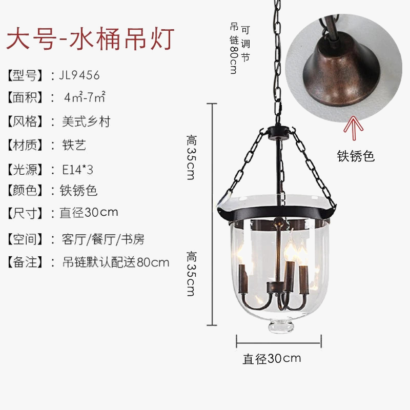 suspension en verre rétro style campagnard américain pour intérieur