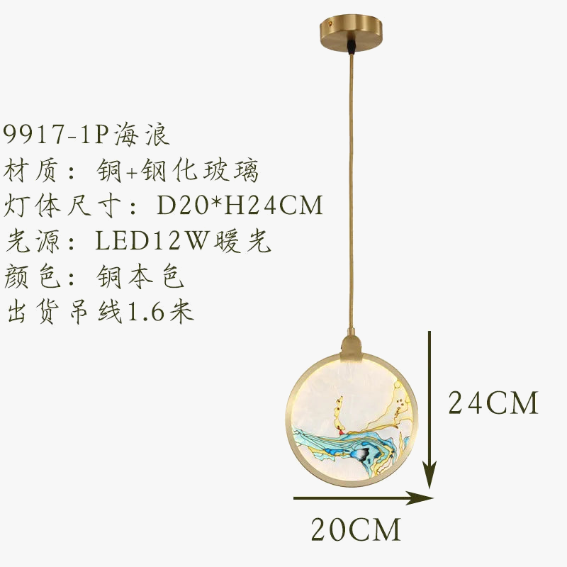 suspension en verre style chinois pour décoration moderne intérieure