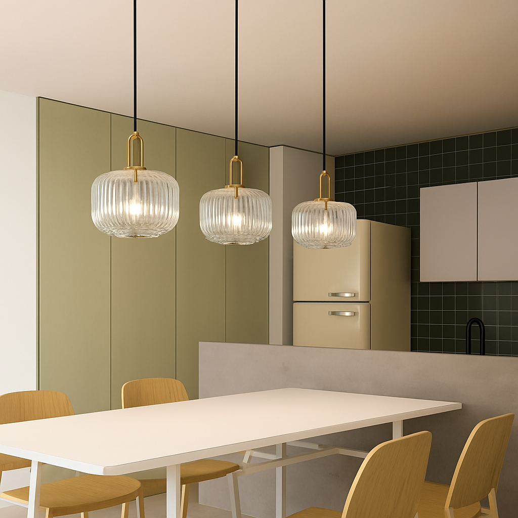 suspension en verre style citrouille pour décoration moderne
