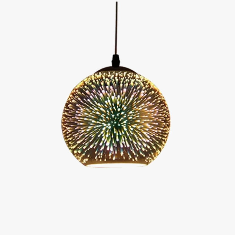 suspension en verre teinté en forme de feu d'artifice 3D