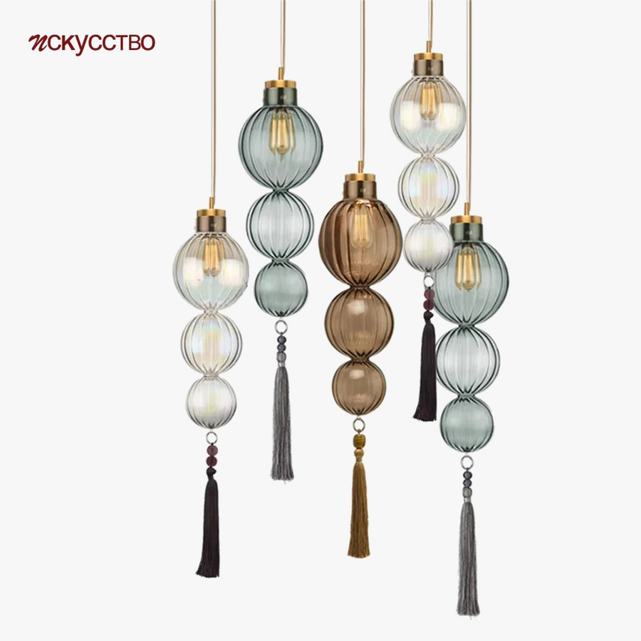 suspension en verre teinté style chinois pour décoration intérieure