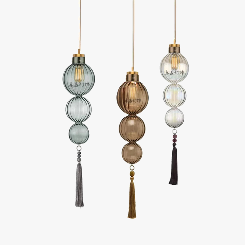suspension en verre teinté style chinois pour décoration intérieure