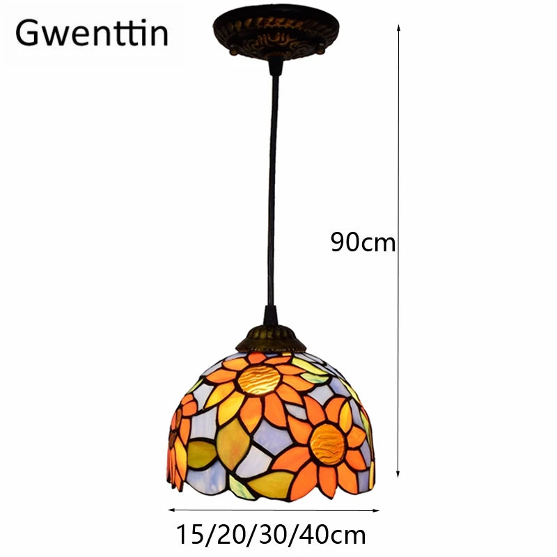suspension en verre teinté style tiffany pour décoration moderne