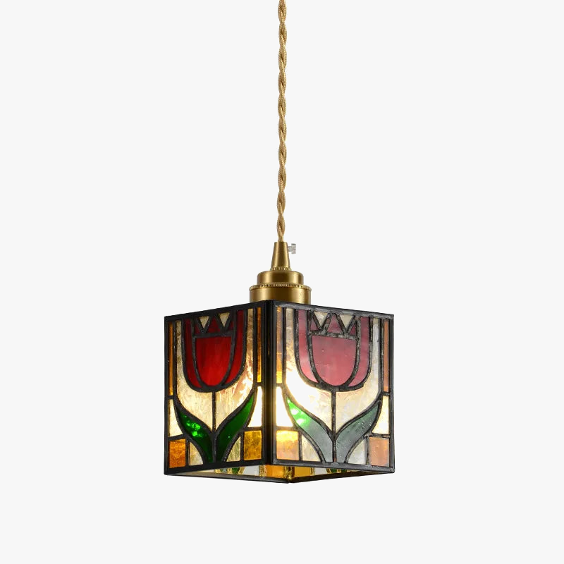 suspension en verre tiffany multicolore pour intérieur élégant