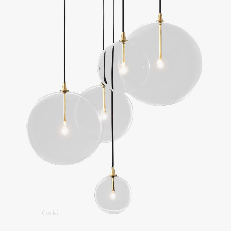 suspension en verre transparent à bulles moderne et vintage