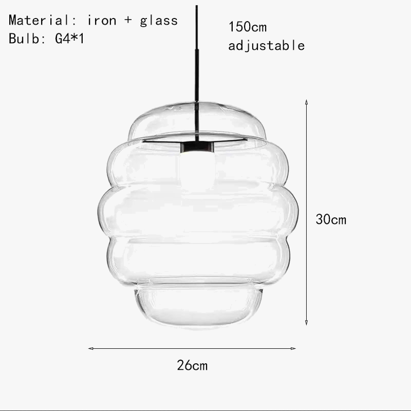 suspension en verre transparent pour restaurant avec fil réglable