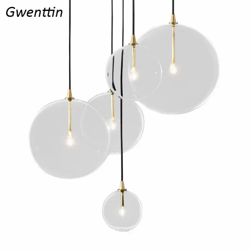 suspension en verre transparent pour un éclairage moderne décoratif
