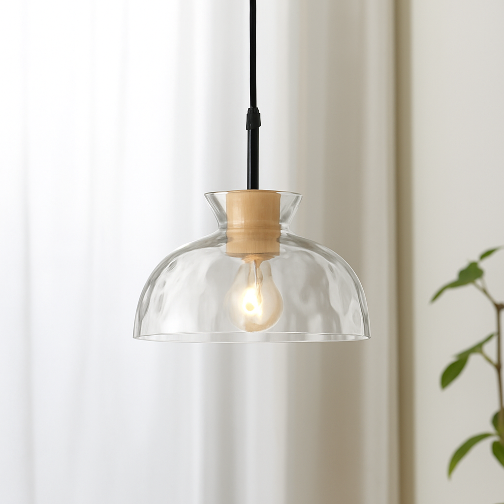 Suspension en verre transparente led déco maison