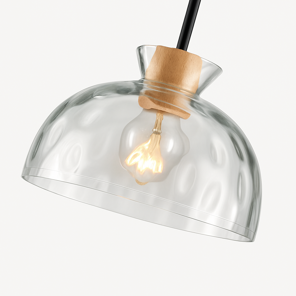 Suspension en verre transparente led déco maison