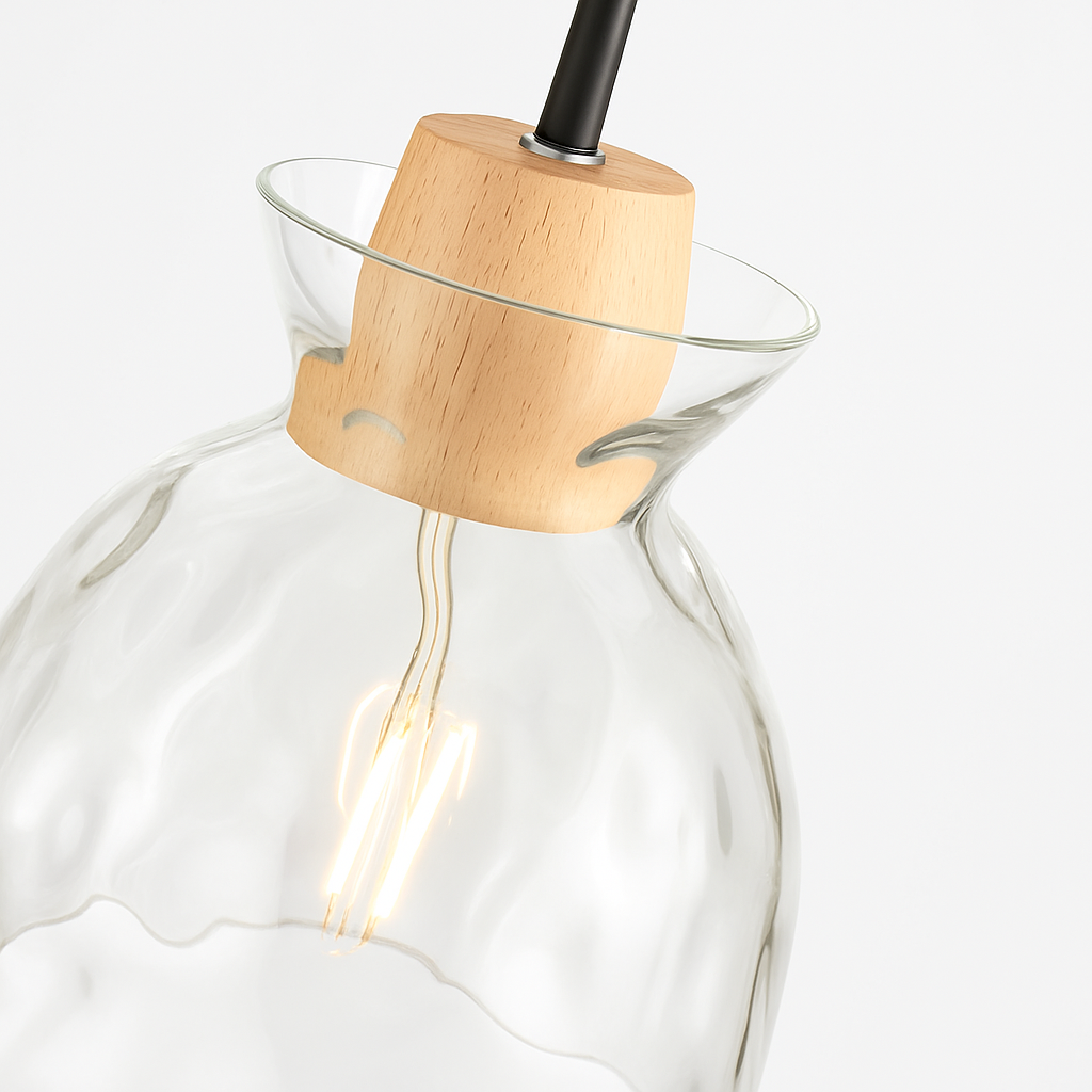 Suspension en verre transparente led déco maison
