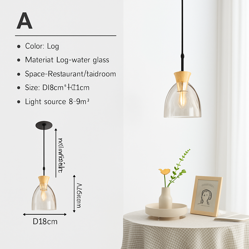 Suspension en verre transparente led déco maison
