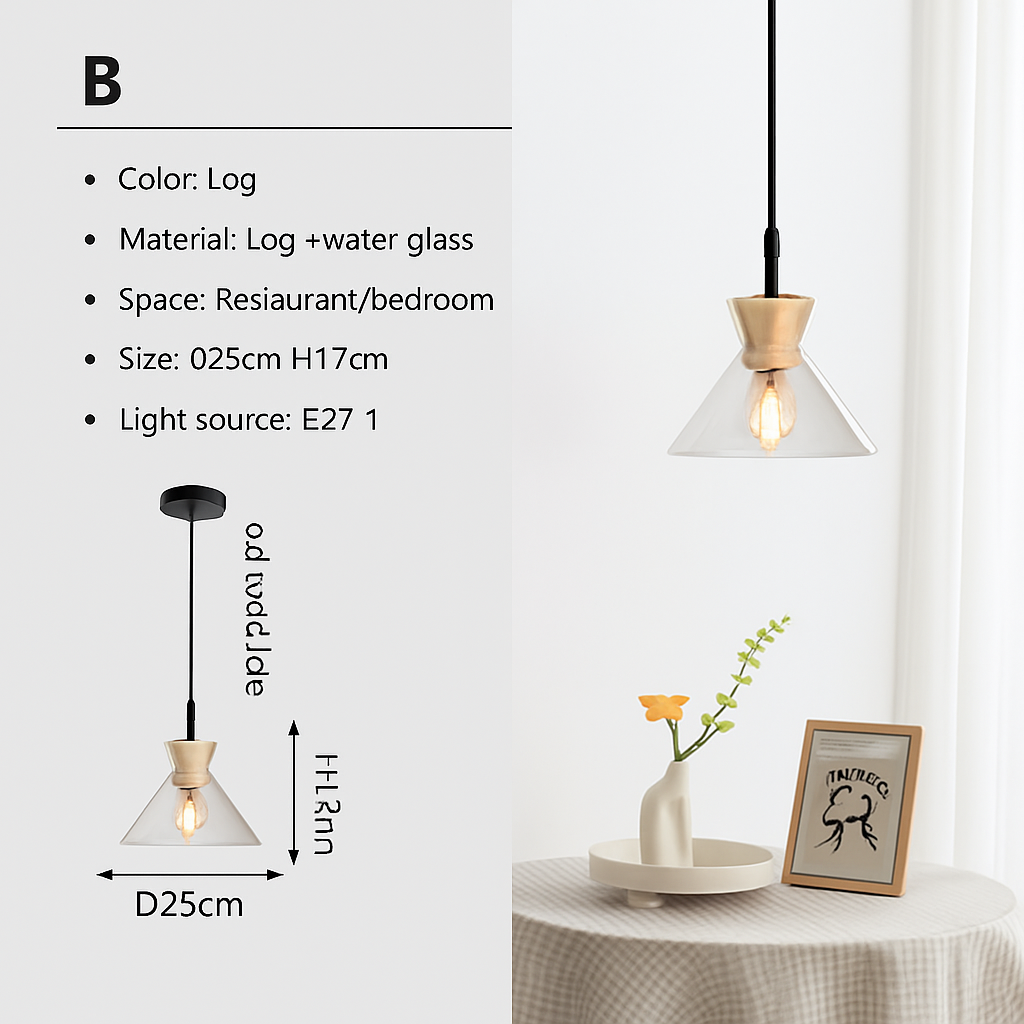 Suspension en verre transparente led déco maison