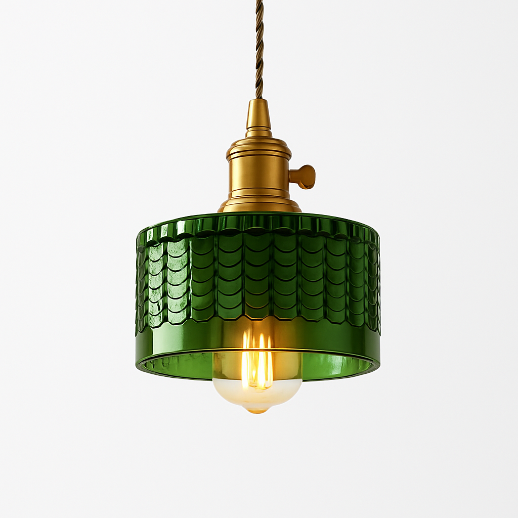 Suspension en verre vert scandinave