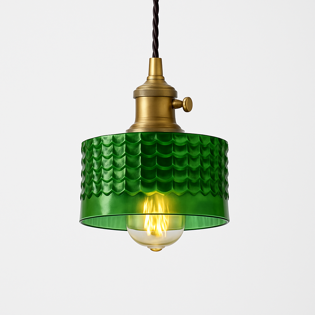 Suspension en verre vert scandinave