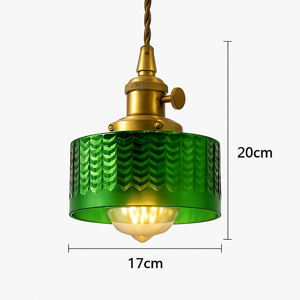 Suspension en verre vert scandinave