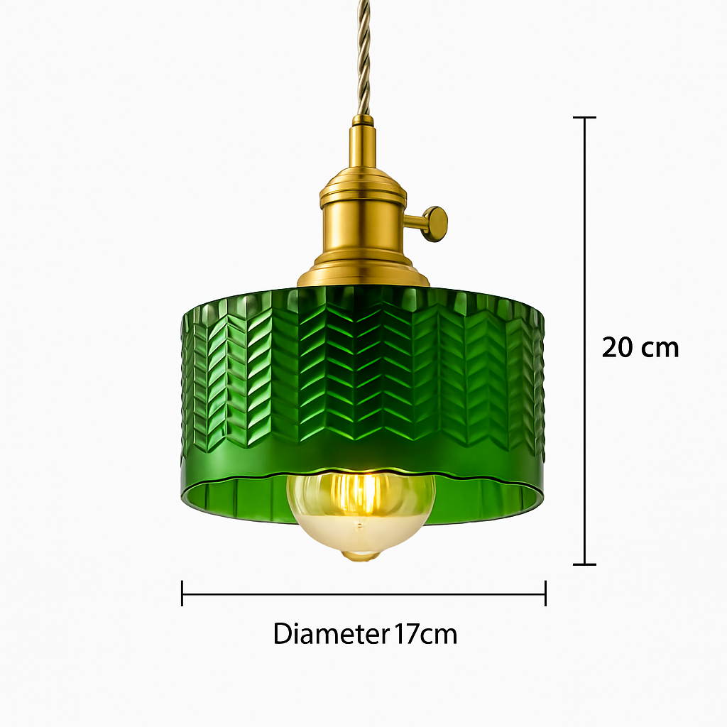 Suspension en verre vert scandinave