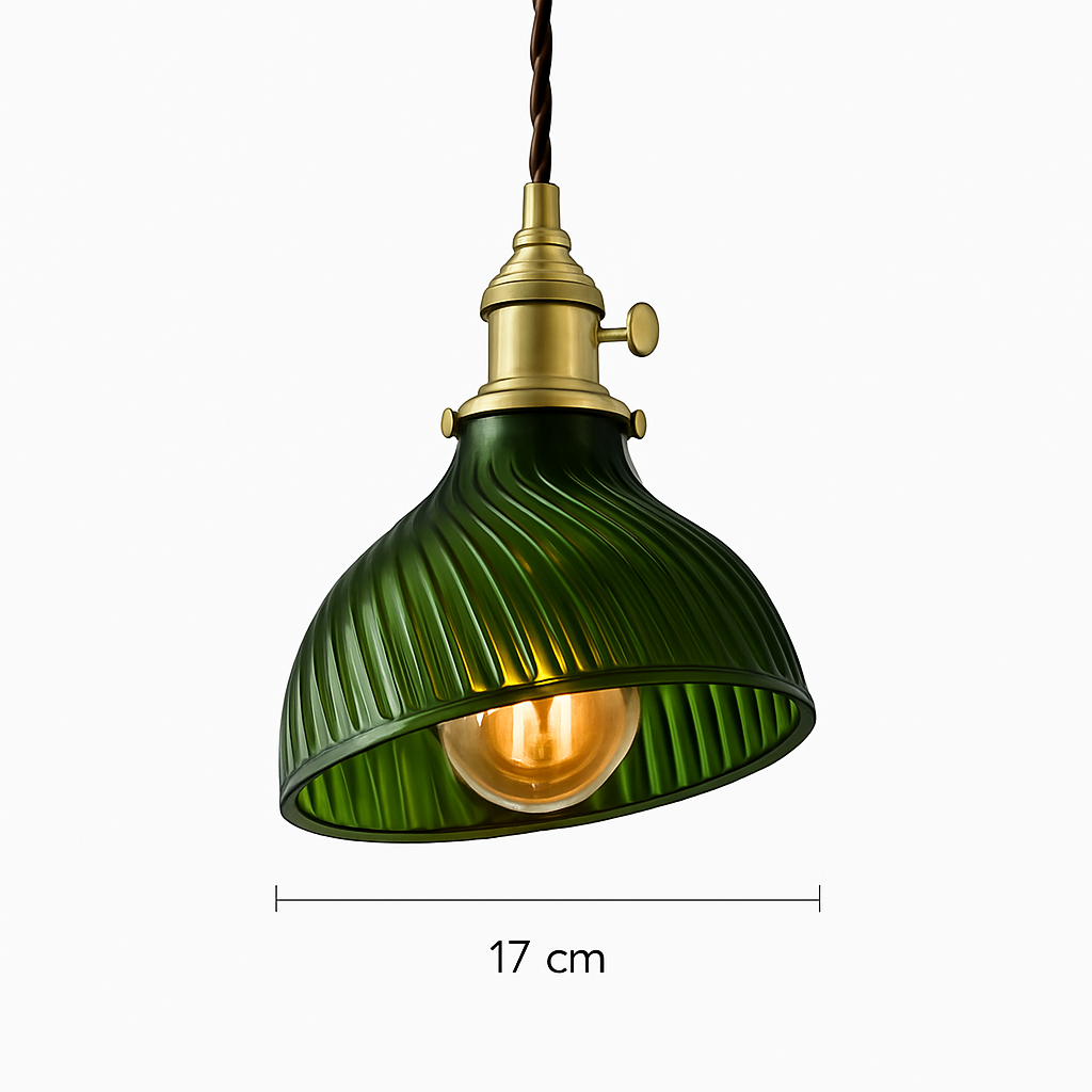Suspension en verre vert scandinave