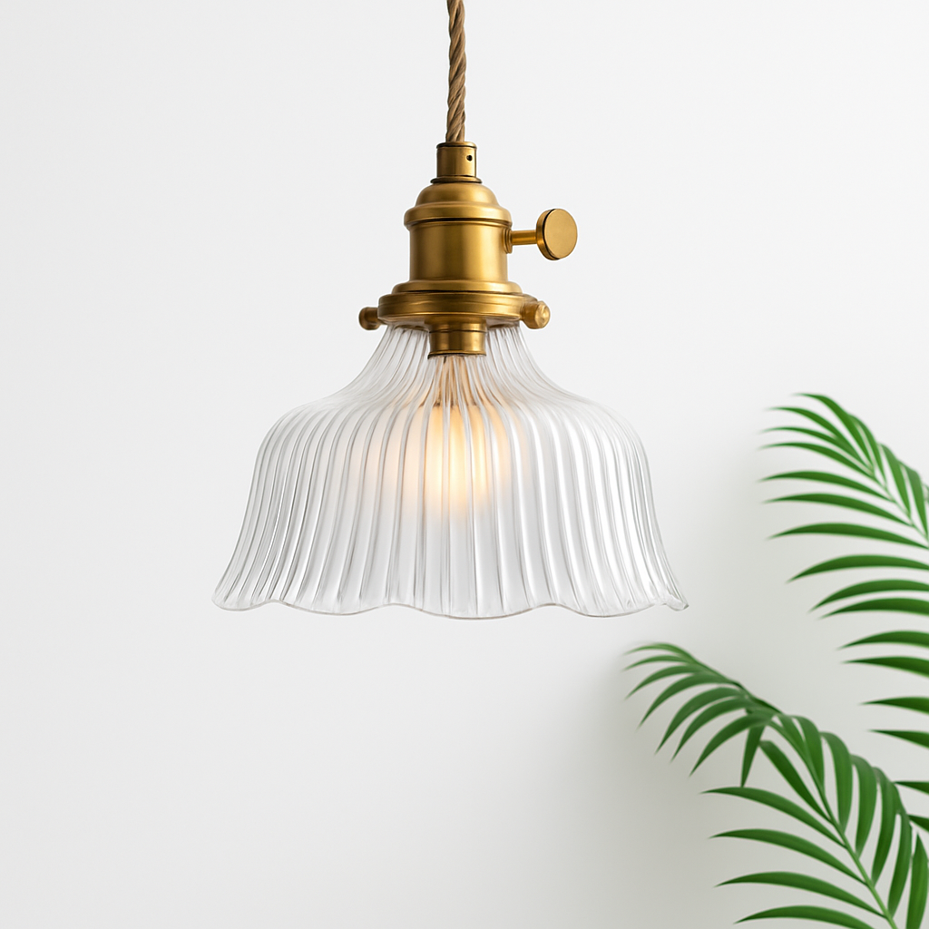 Suspension en verre vert scandinave