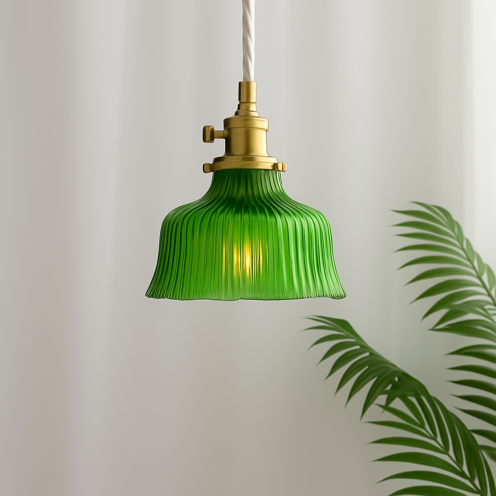 Suspension en verre vert scandinave