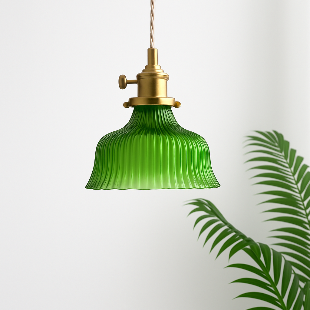 Suspension en verre vert scandinave