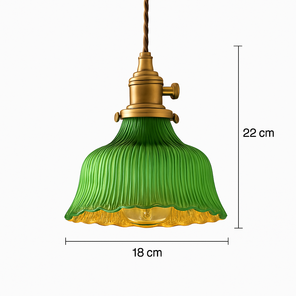 Suspension en verre vert scandinave