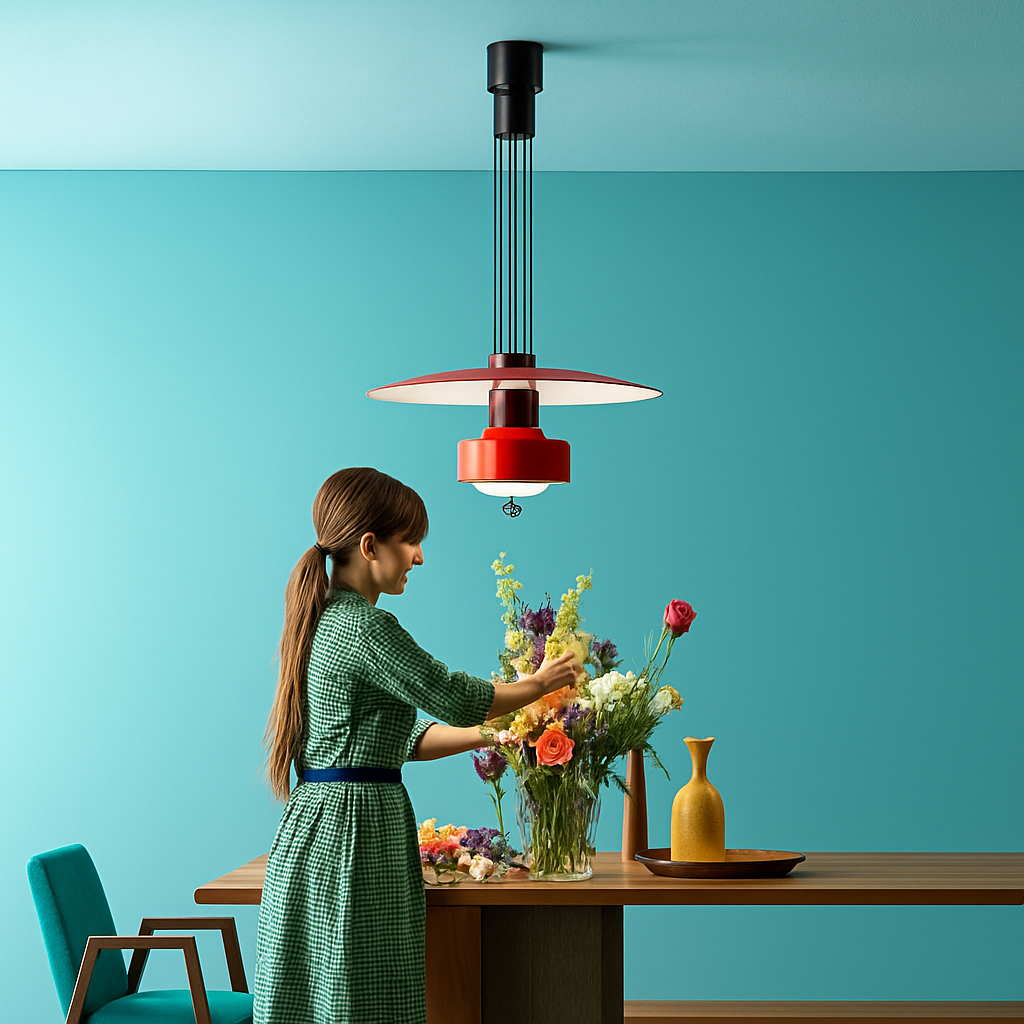suspension extensible design en forme de soucoupe volante rétro