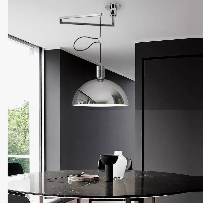 Suspension extensibles nordiques LED blanc noir Chrome abat-jour bras oscillant suspension pour salon Table à manger décor