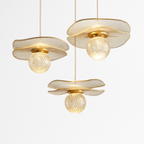 Suspension feuille lotus personnalisée LED cristal