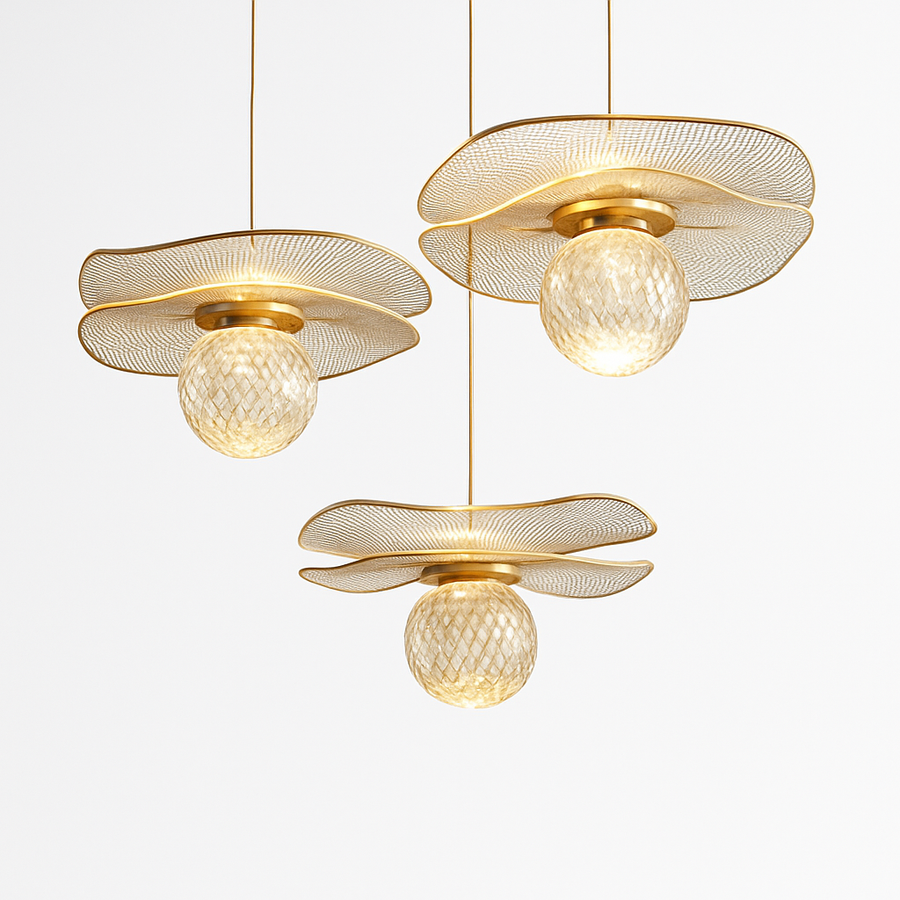 Suspension feuille lotus personnalisée LED cristal