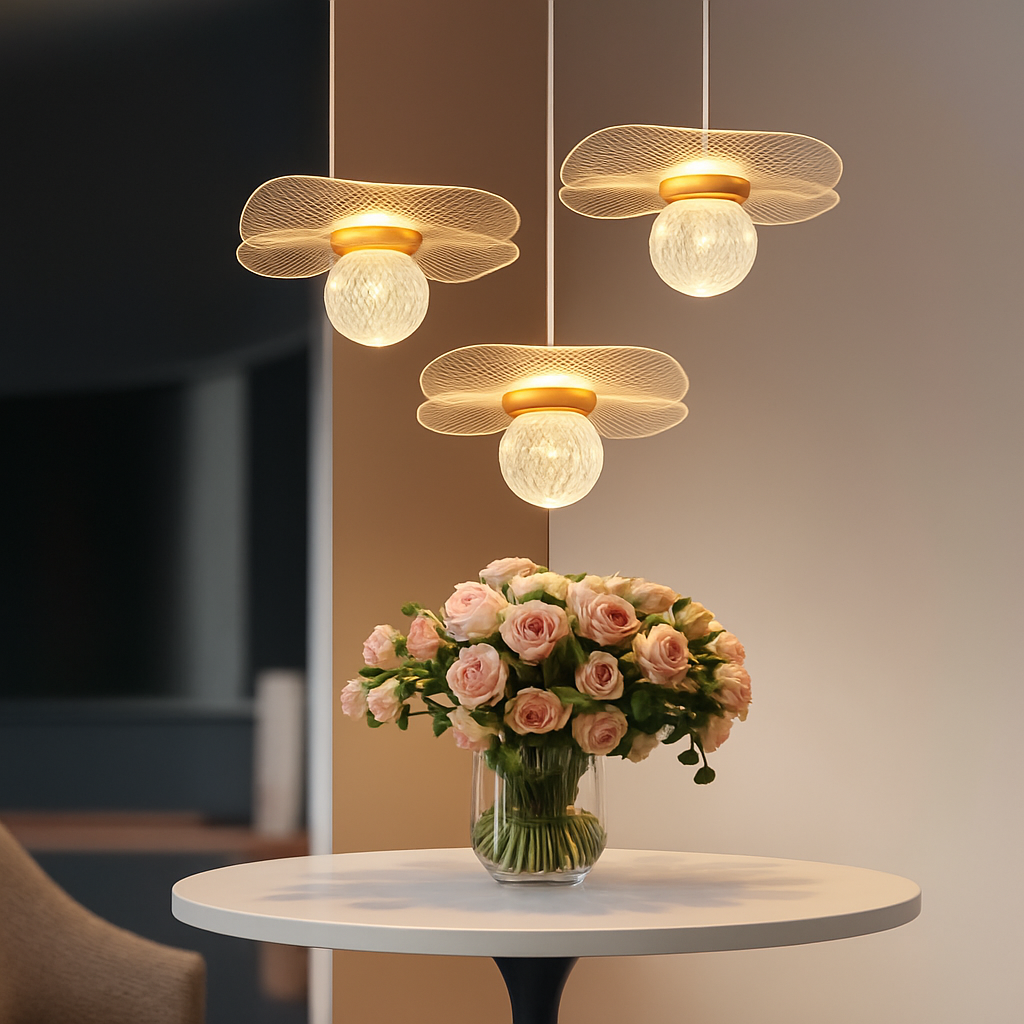 Suspension feuille lotus personnalisée LED cristal