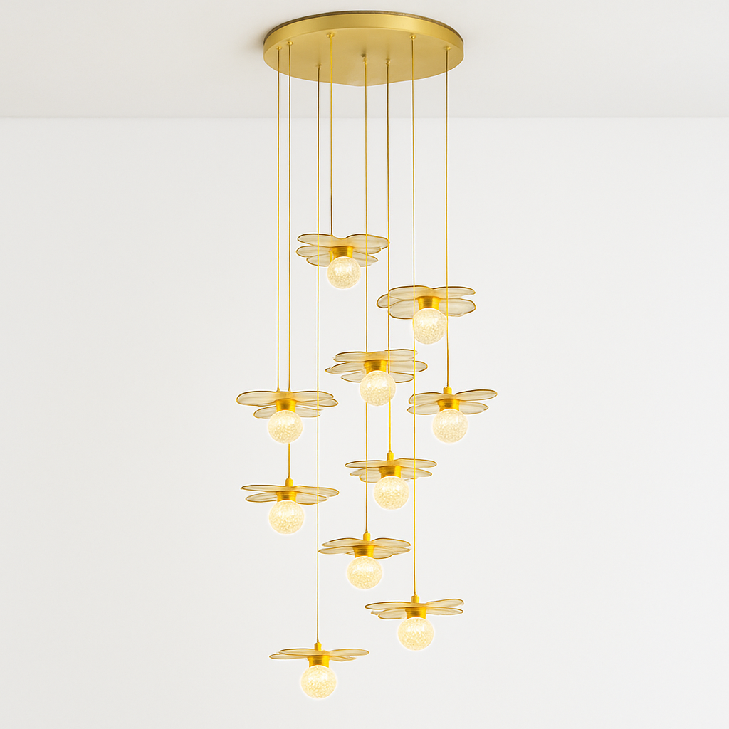 Suspension feuille lotus personnalisée LED cristal