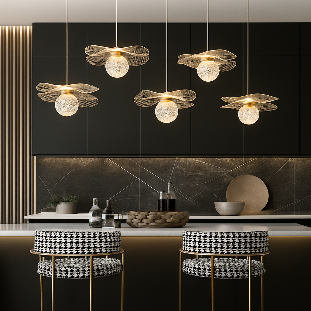Suspension feuille lotus personnalisée LED cristal