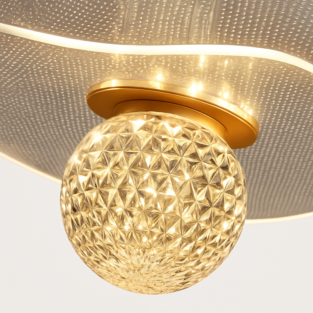 Suspension feuille lotus personnalisée LED cristal