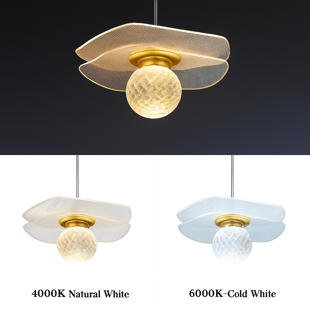 Suspension feuille lotus personnalisée LED cristal