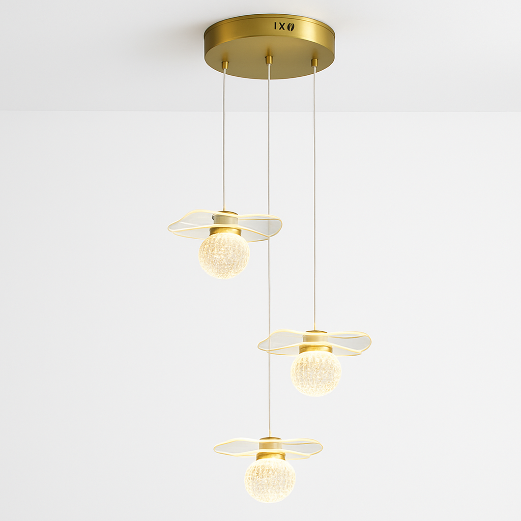 Suspension feuille lotus personnalisée LED cristal