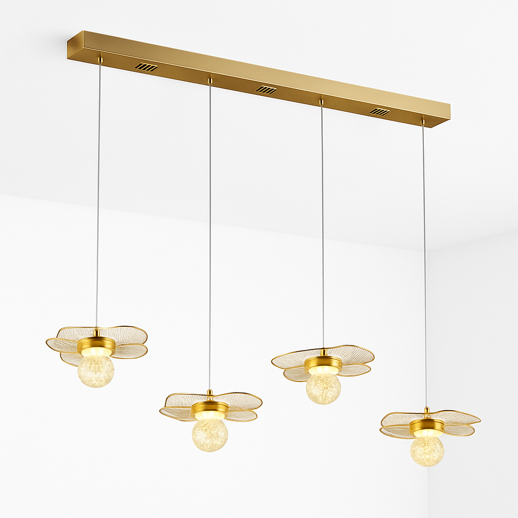 Suspension feuille lotus personnalisée LED cristal