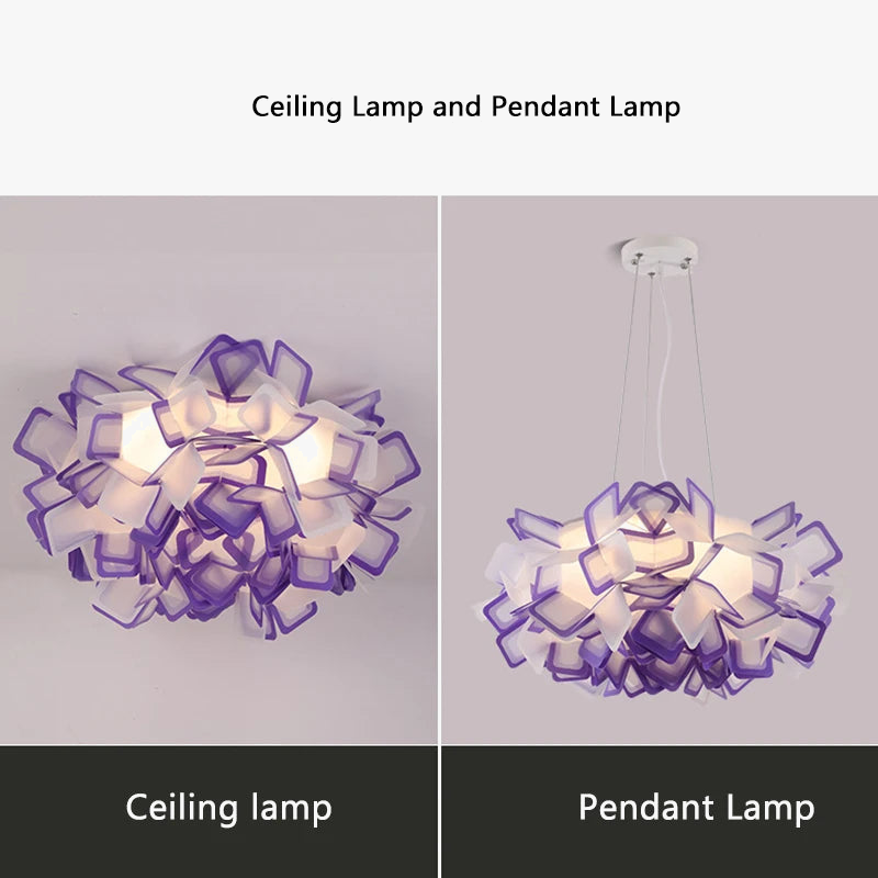 suspension fleur design italie led acrylique pour salon chambre