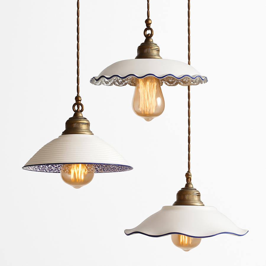 Suspension fleur design Loft Style céramique Vintage