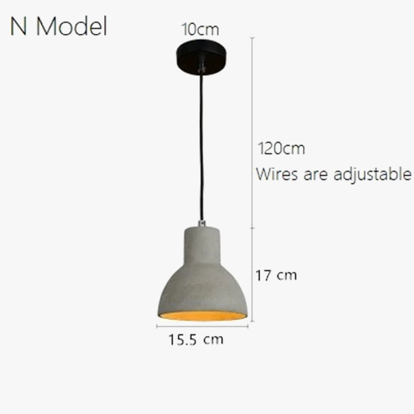 suspension industrielle en béton avec abat-jour en ciment