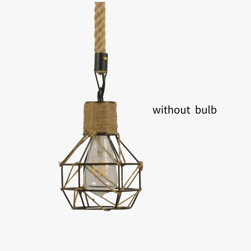 suspension industrielle en corde de chanvre pour décoration moderne