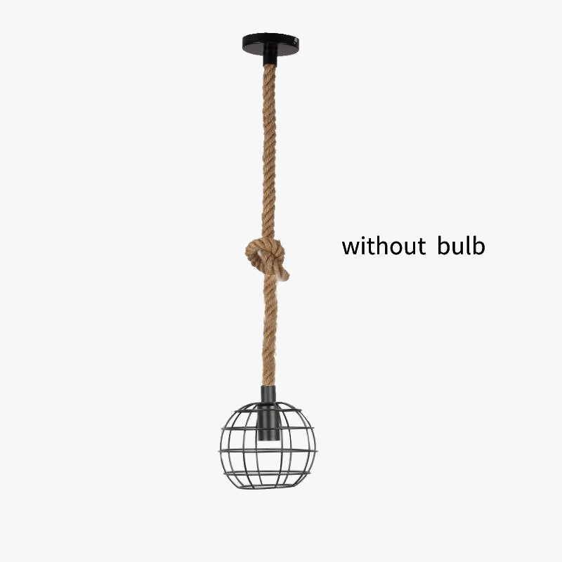 suspension industrielle en corde de chanvre pour décoration moderne