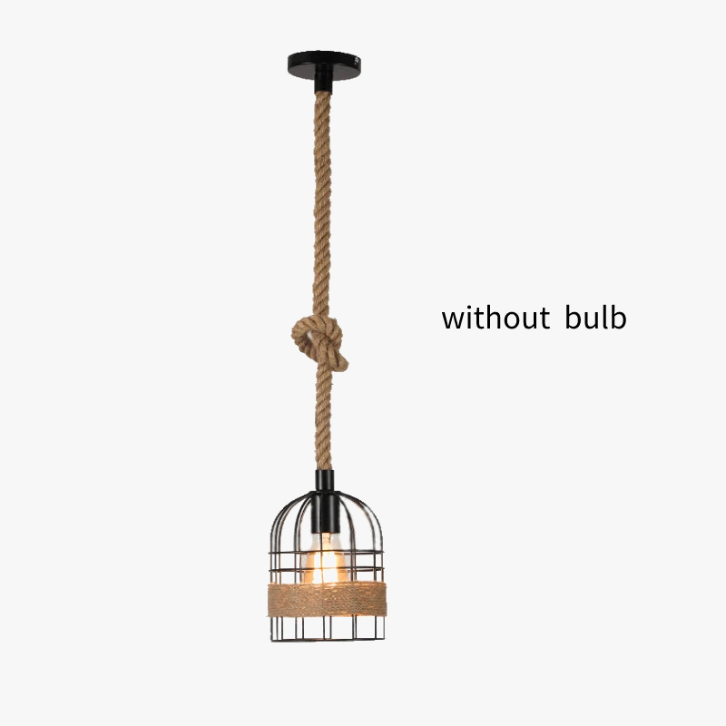 suspension industrielle en corde de chanvre pour décoration moderne