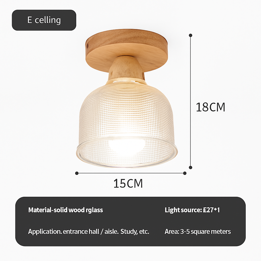 suspension japonaise moderne en bois et verre luminaire design