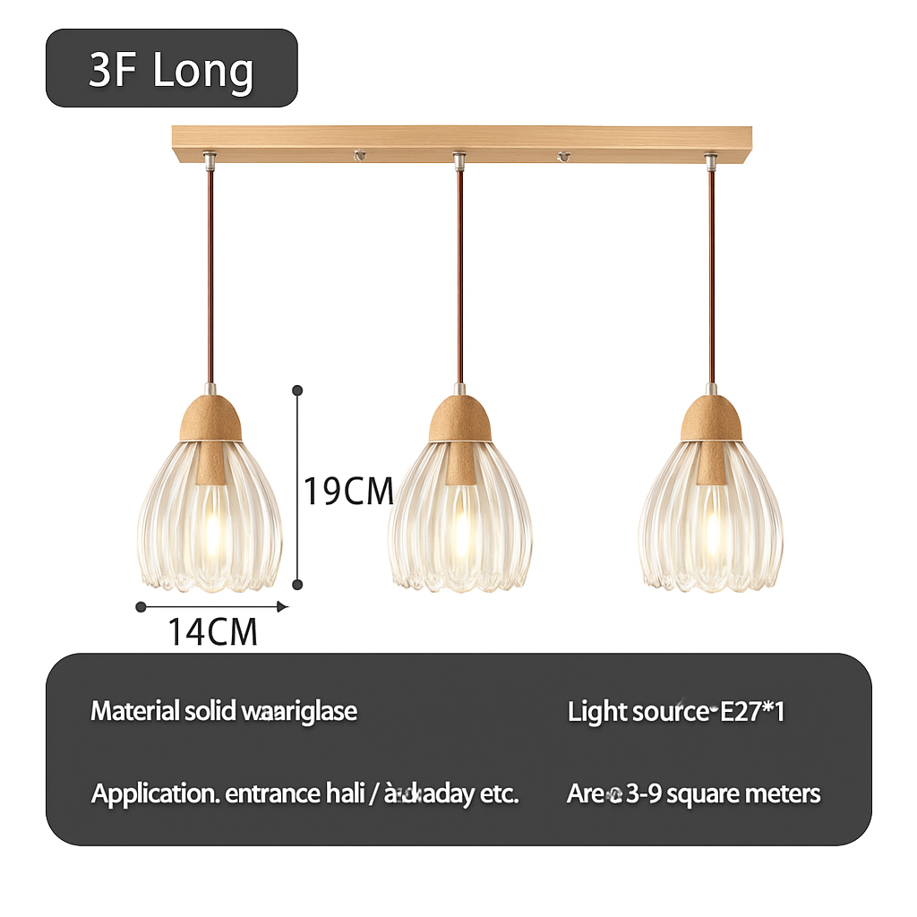 suspension japonaise moderne en bois et verre luminaire design