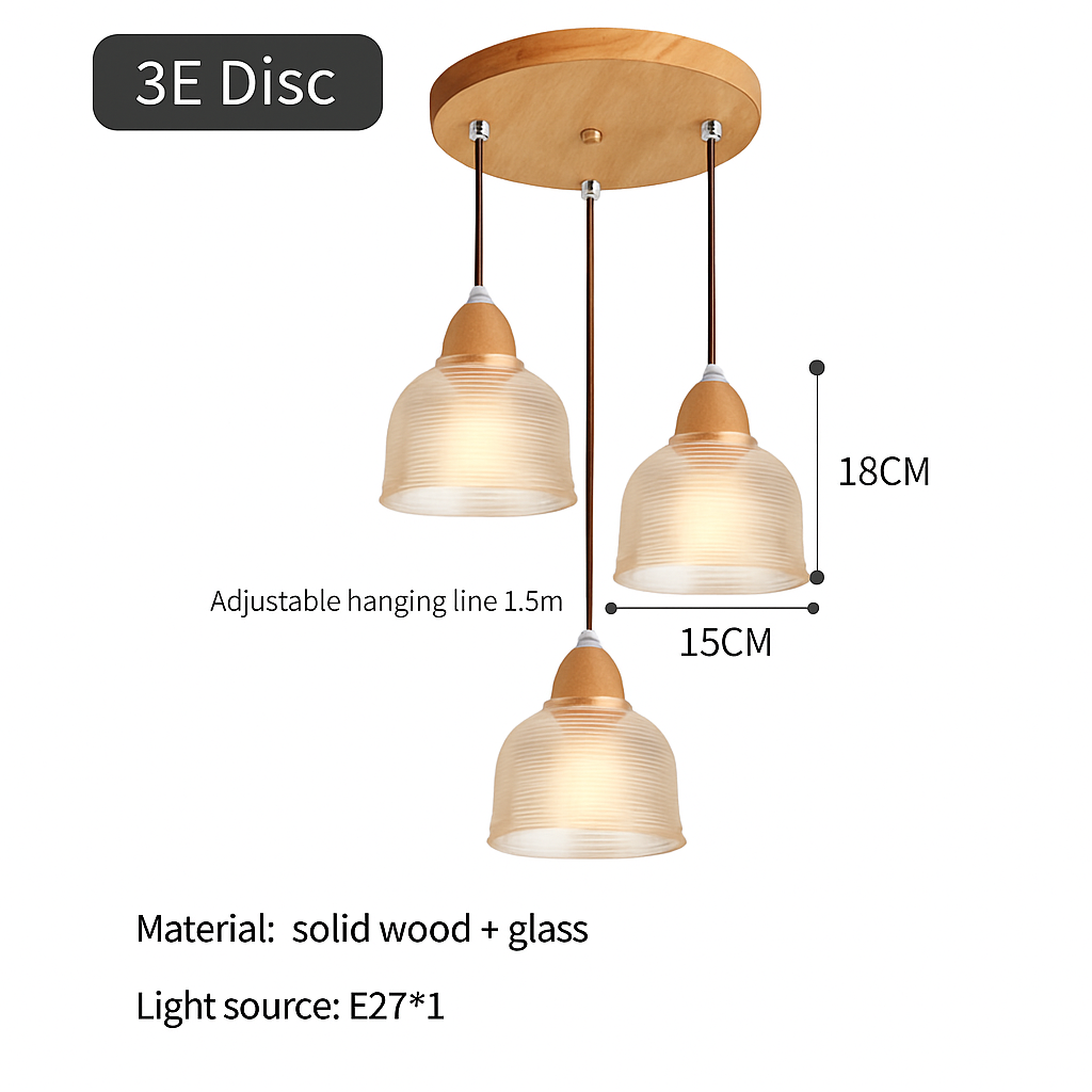 suspension japonaise moderne en bois et verre luminaire design