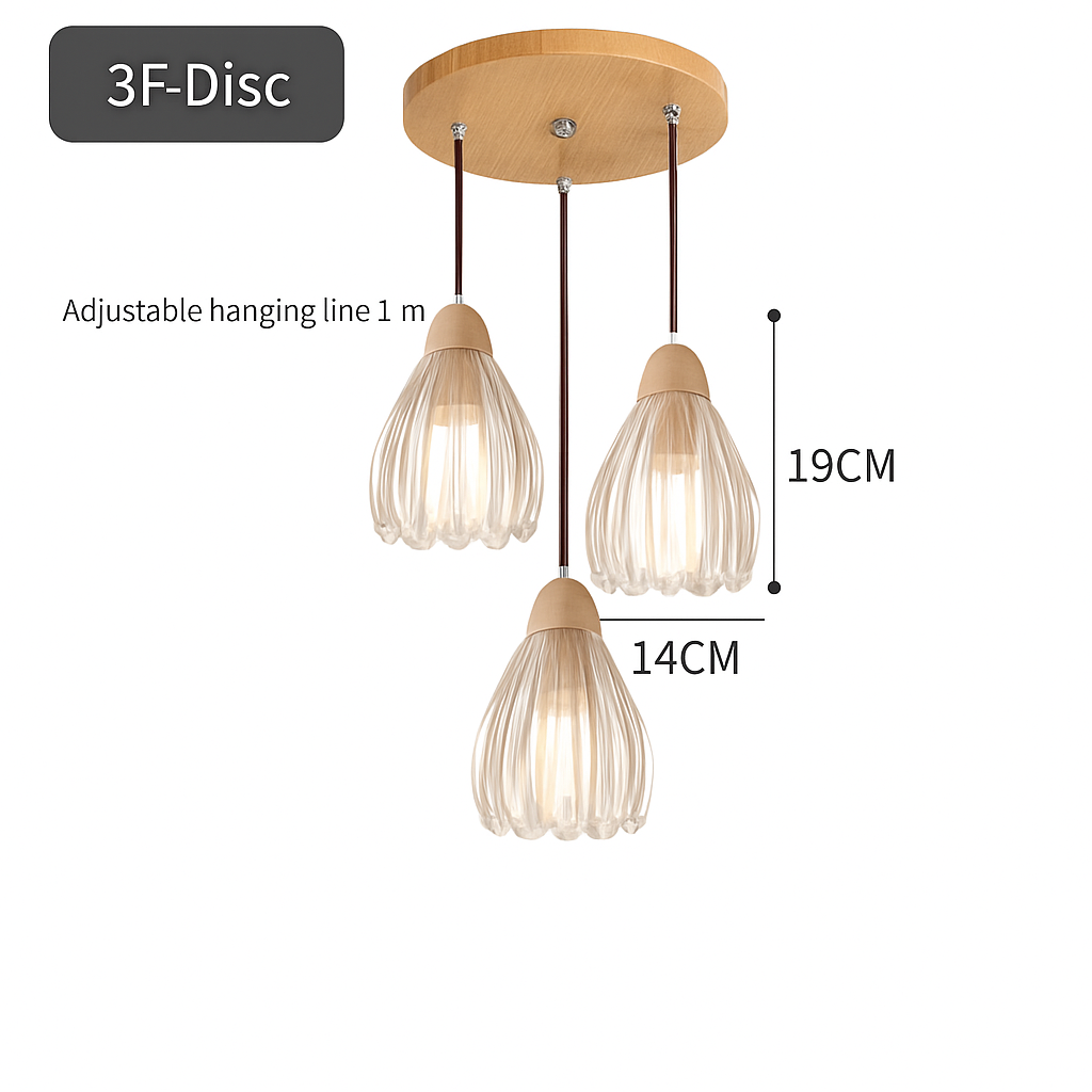 suspension japonaise moderne en bois et verre luminaire design