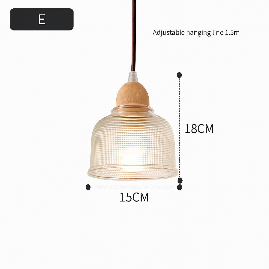 suspension japonaise moderne en bois et verre luminaire design