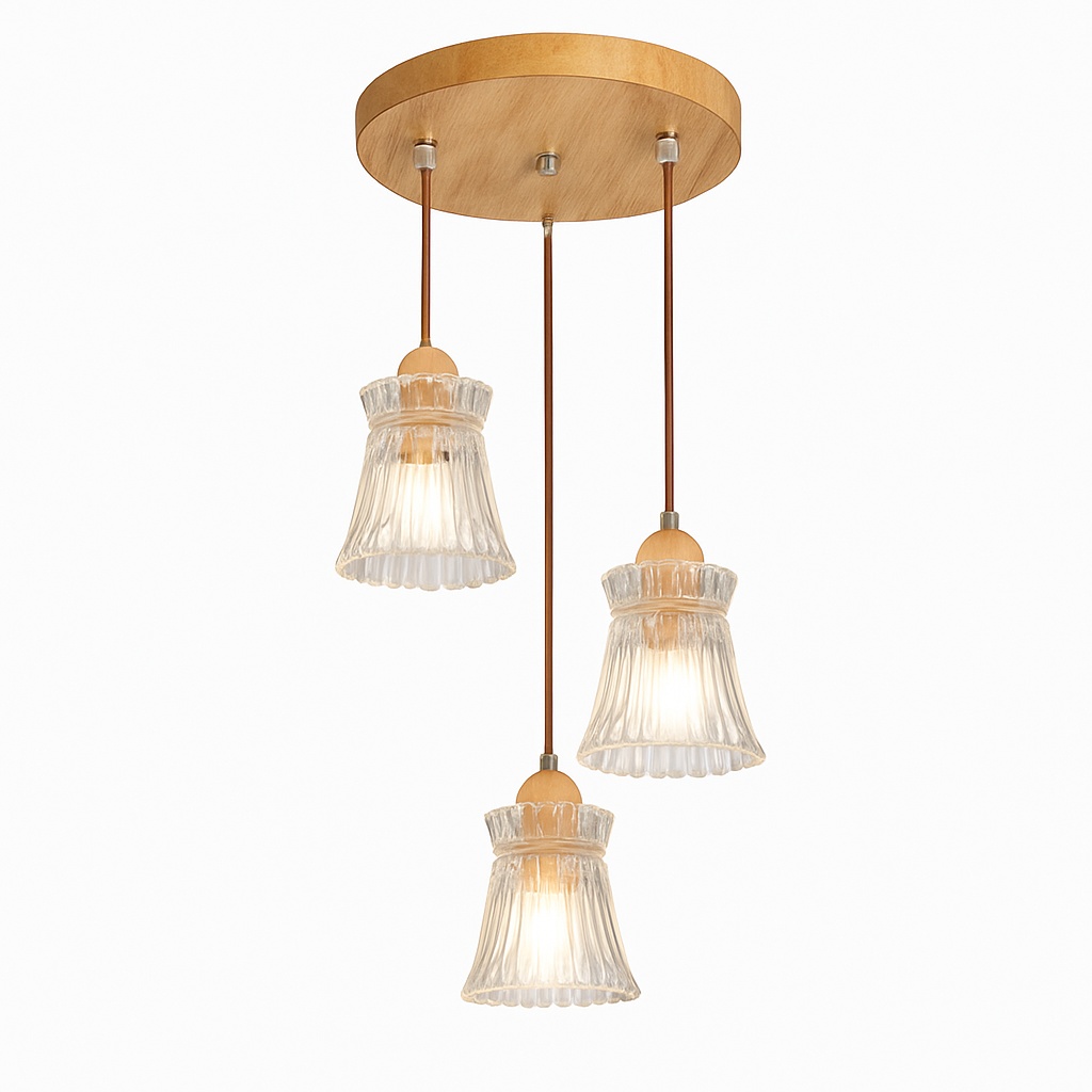 suspension japonaise moderne en bois et verre luminaire design