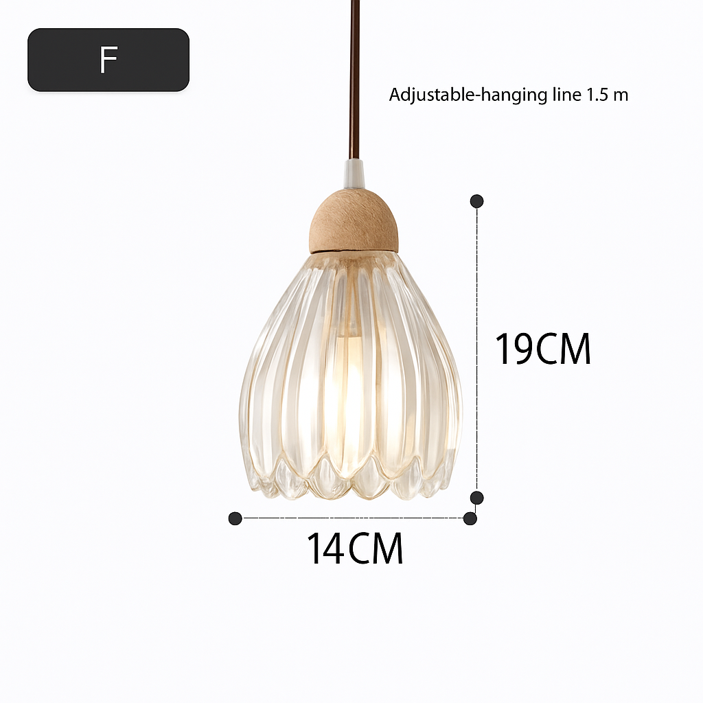 suspension japonaise moderne en bois et verre luminaire design