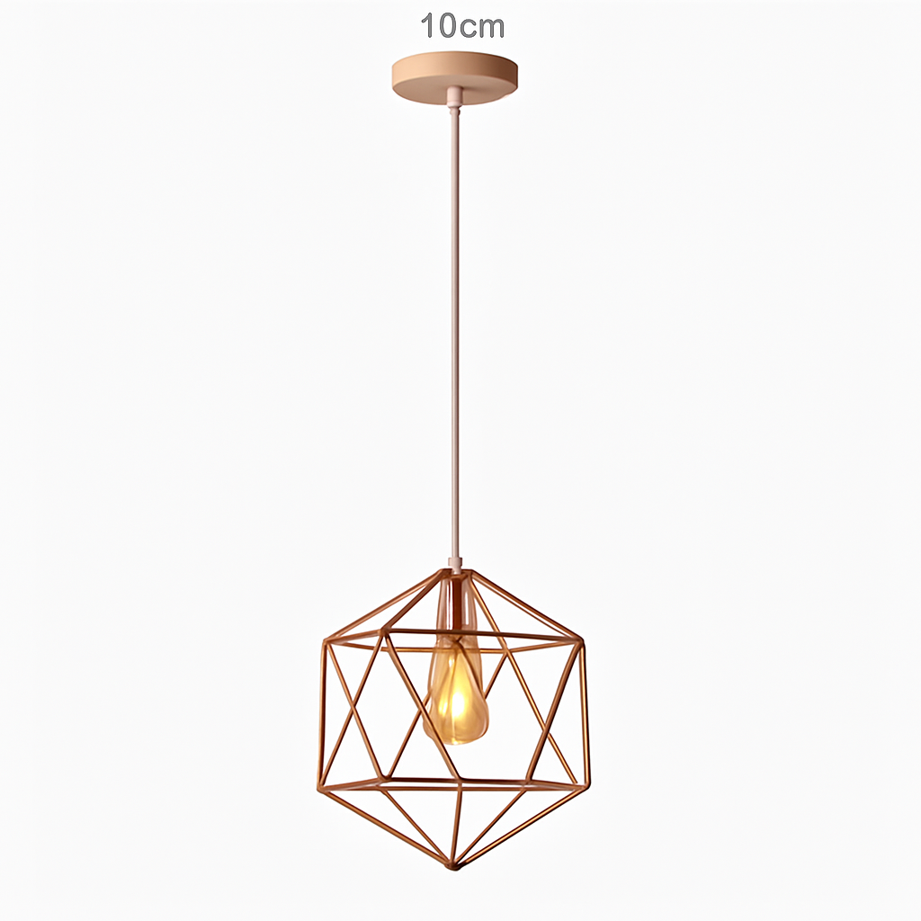 Suspension lampara de techo colgante éclairage suspendu moderne Cage en fer Loft cuisine salon suspension E27 or Rose